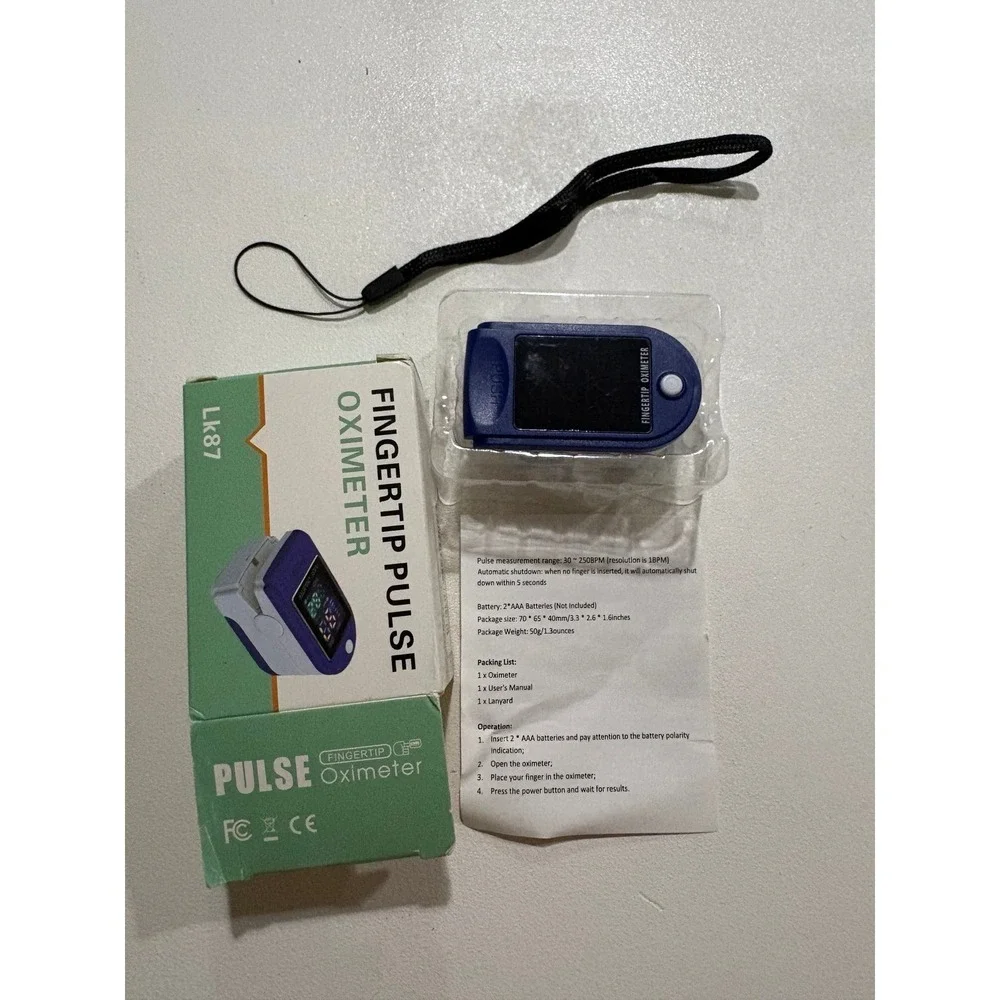 Fingertip Pulse Oximeter SpO2 Blood Oxygen Saturation Monitor LK87 - Blue - New‎